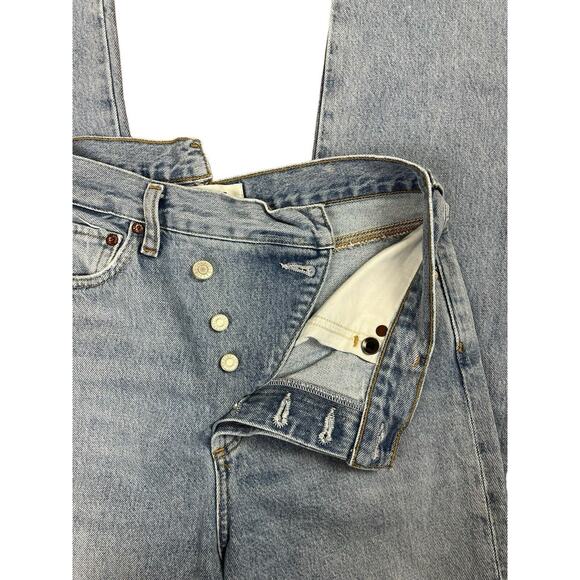 Agolde Criss Cross Straight Frayed High Rise Denim Jeans Button Fly Size 26 - Picture 9 of 13